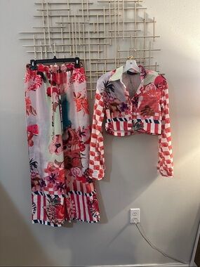 Paloma Wool Pink Multi Floral Wide-Leg Pants